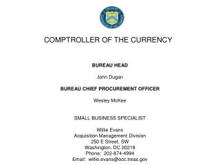 COMPTROLLER OF THE CURRENCY