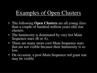 Examples of Open Clusters