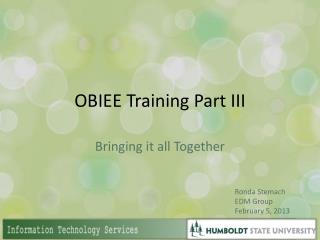 OBIEE Training Part III