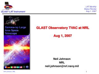 GLAST Observatory TVAC at NRL Aug 1, 2007