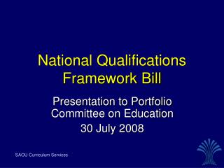 National Qualifications Framework Bill