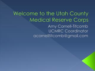 Welcome to the Utah County Medical Reserve Corps