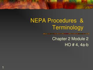 NEPA Procedures &amp; Terminology
