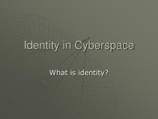 Identity in Cyberspace