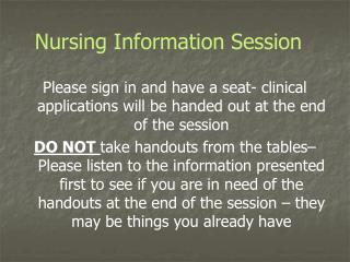 Nursing Information Session