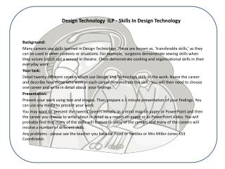 Design Technology ILP - Skills In Design Technology
