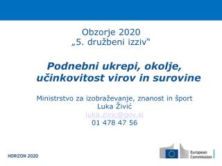 Obzorje 2020 „5. družbeni izziv“