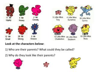 Look at the characters below: 1) Who are their parents? What could they be called?