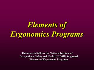 Elements of Ergonomics Programs