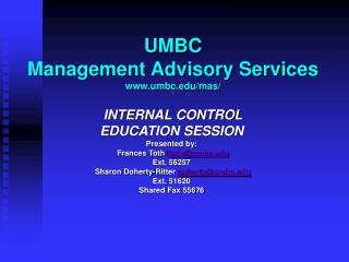 UMBC Management Advisory Services umbc/mas/