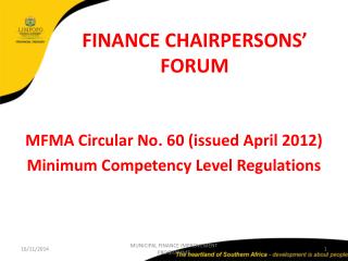 FINANCE CHAIRPERSONS’ FORUM