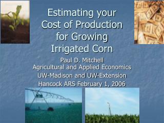 Estimating your Cost of Production for Growing Irrigated Corn