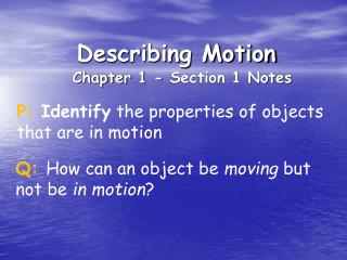 Describing Motion