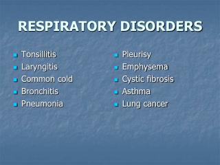 RESPIRATORY DISORDERS