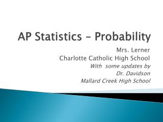 AP Statistics – Probability