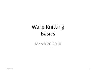 Warp Knitting Basics