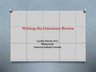 Writing the Literature Review