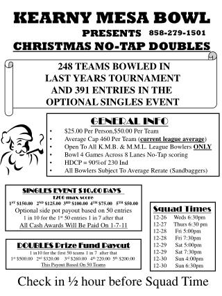 KEARNY MESA BOWL PRESENTS CHRISTMAS NO-TAP DOUBLES