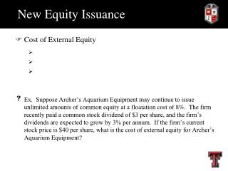 New Equity Issuance