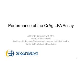 Performance of the CrAg LFA Assay
