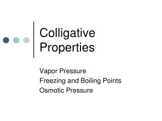 Colligative Properties