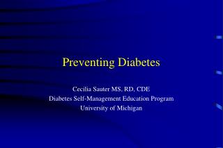 Preventing Diabetes