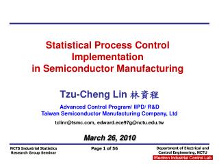 Statistical Process Control Implementation in Semiconductor Manufacturing