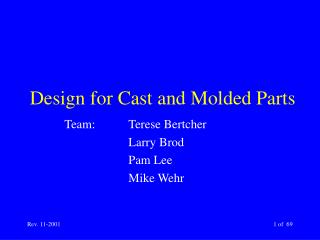 Design for Cast and Molded Parts