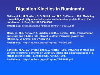 Digestion Kinetics in Ruminants