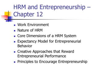 HRM and Entrepreneurship – Chapter 12