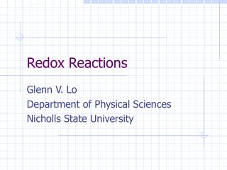 Redox Reactions