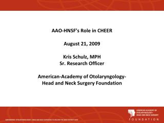 AAO-HNSF History in Community-Based Research