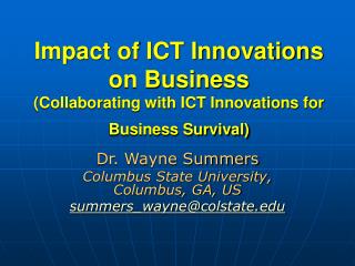 Impact of ICT Innovations on Business (Collaborating with ICT Innovations for Business Survival)