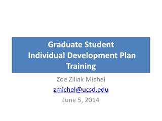 Graduate Student Individual Development Plan Training