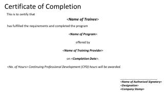 Certificate of Completion