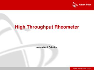 High Throughput Rheometer