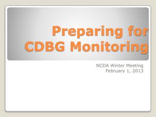 Preparing for CDBG Monitoring