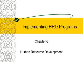 Implementing HRD Programs