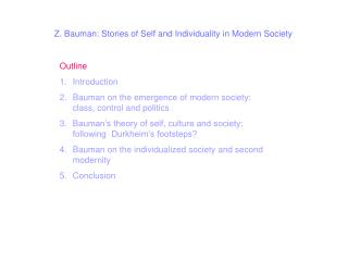 Z. Bauman: Stories of Self and Individuality in Modern Society