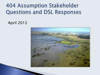 404 Assumption Stakeholder Questions and DSL Responses