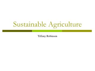 Sustainable Agriculture