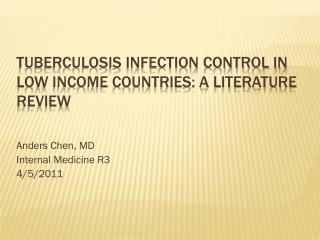 Tuberculosis infection control in low income countries: a literature review