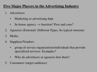 Five Major Players in the Advertising Industry