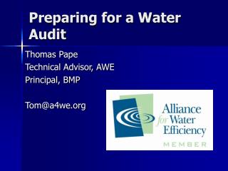 Preparing for a Water Audit