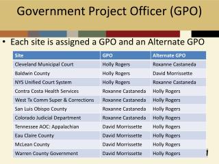 Government Project Officer (GPO)