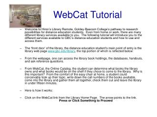 WebCat Tutorial