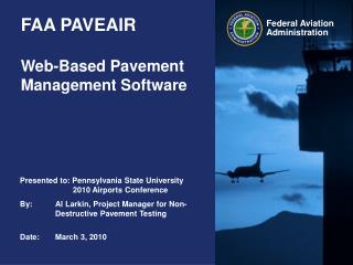 FAA PAVEAIR Web-Based Pavement Management Software