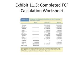 Exhibit 11.3: Completed FCF Calculation Worksheet