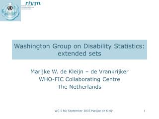 Washington Group on Disability Statistics: extended sets