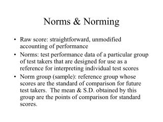 Norms &amp; Norming